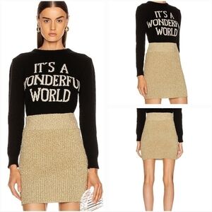 ALBERTA FERRETTI Ribbed gold-tone‎ lurex mini skirt